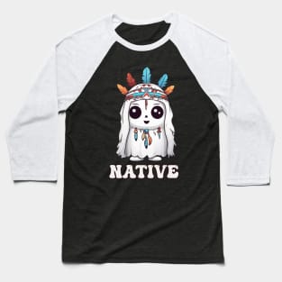 Kawaii Native American Indian Ghost Halloween Baseball T-Shirt